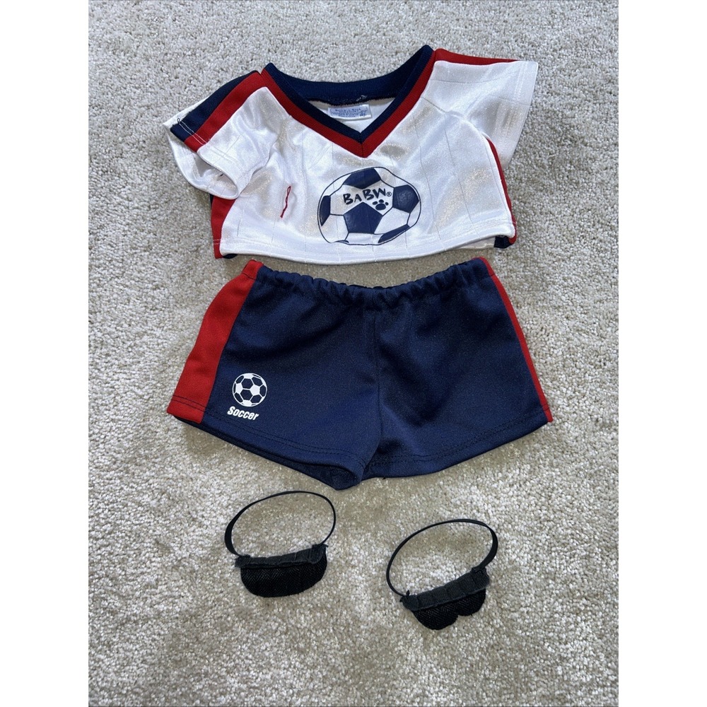 Build A Bear Workshop Outfit Soccer Uniform Workout Jersey Shirt Shorts Red Blue